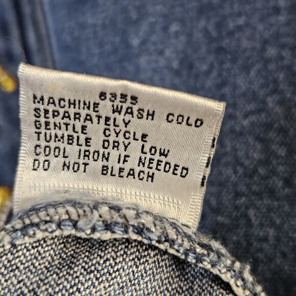 VTG 90s Coat Jacket Large Denim Oversized Puff Paint Embellished Southwestern - Picture 10 of 15